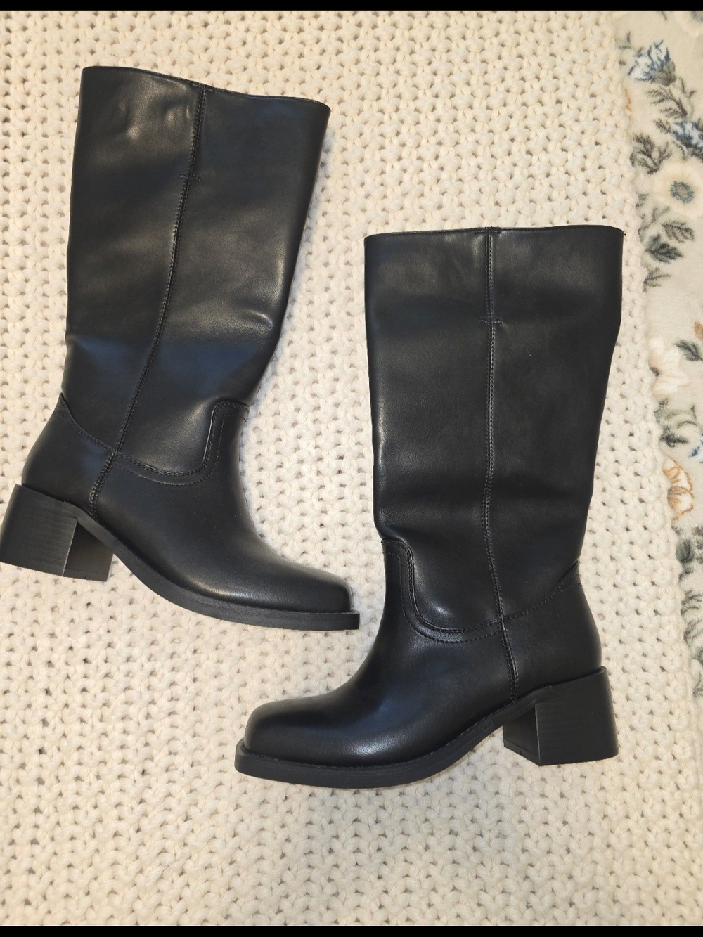 Black Pu Leather Campus Boots